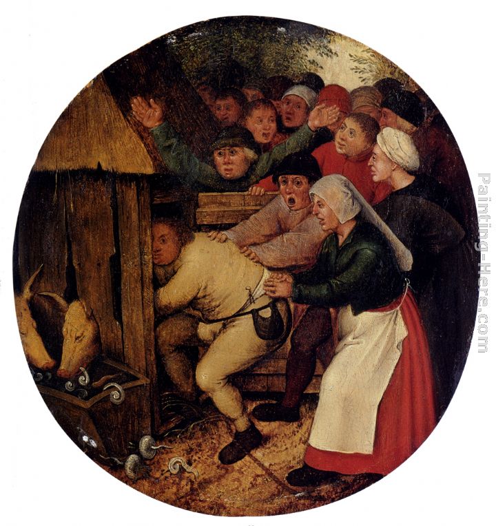 Pushed Into The Pig Sty painting - Pieter the Younger Brueghel Pushed Into The Pig Sty art painting